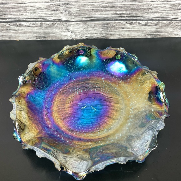 Iridescent Carnival Glass Dish/Plate - Picture 3 of 7